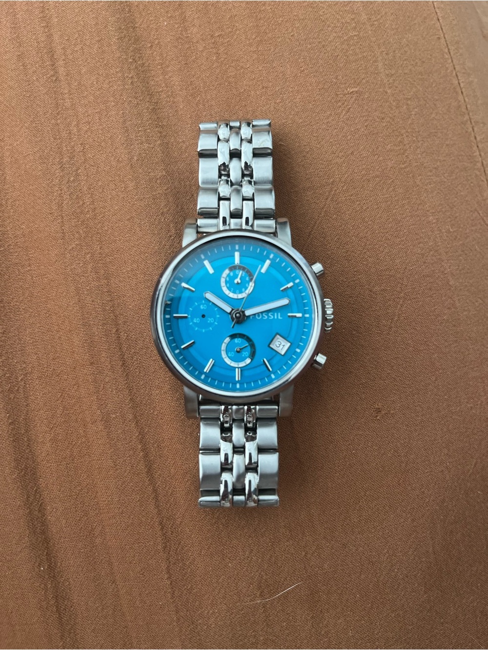 Fossil Stainless Steel Chronograph Watch - Blue Dial